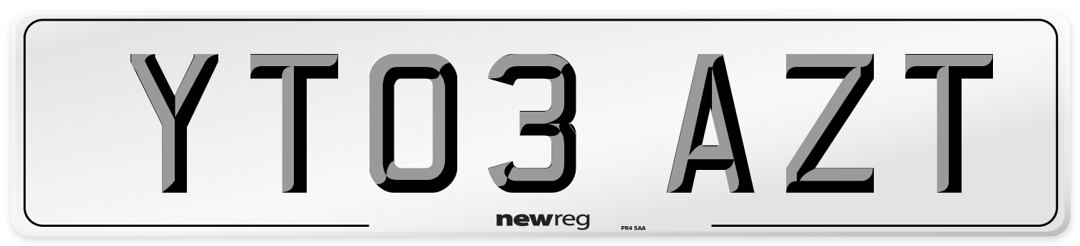 YT03 AZT Number Plate from New Reg